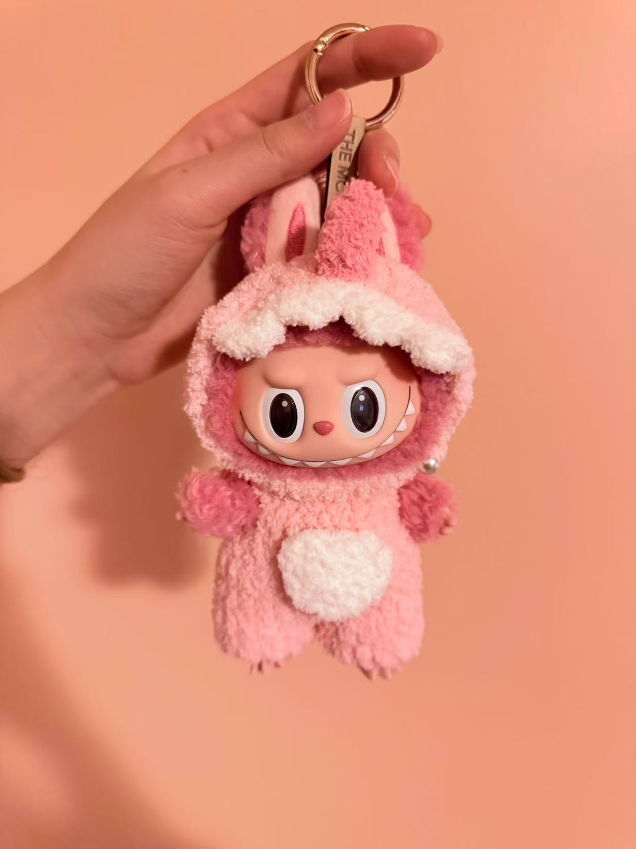 Crochet Pink Dino - Labubu Clothes For Exciting Macaron - 1