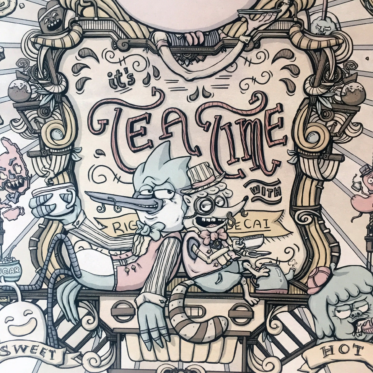 Regular Show Tea Time with Rigby and Mordecai Limited AP Edition 16" x 20" Poster Print by Gray Mako