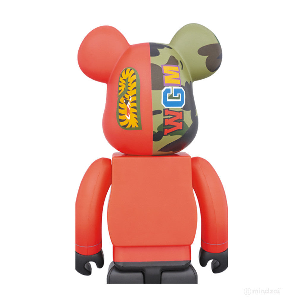 Red 1st Camo Shark Bearbrick 400% by Medicom Toy x Bape