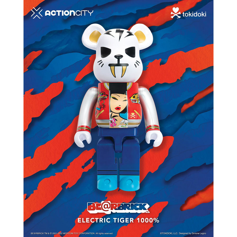 Electric Tiger 1000% Bearbrick by Tokidoki x Medicom Toy x Action City