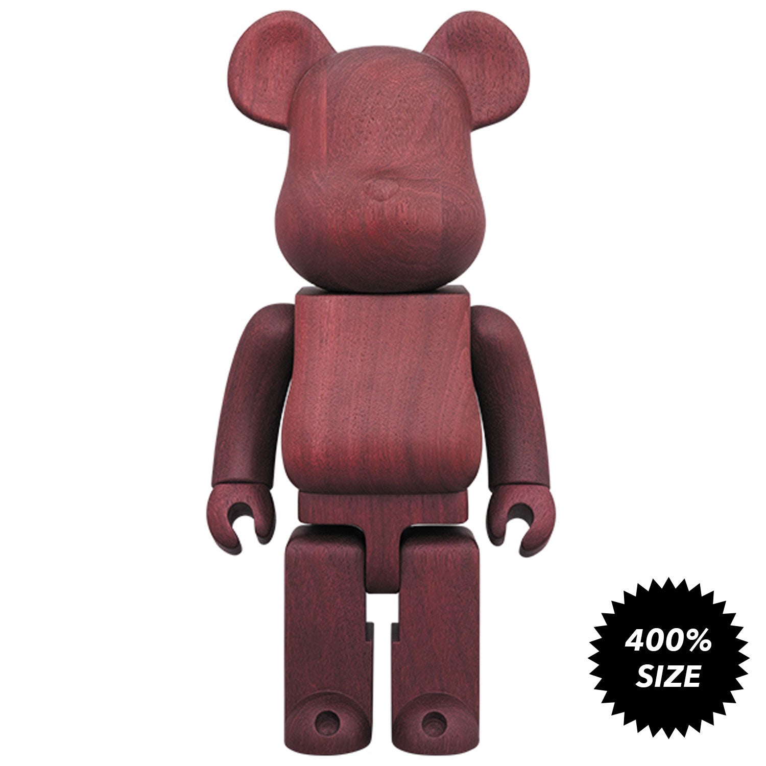 Purple Heart Wooden 400% Bearbrick by Medicom Toy x Karimoku