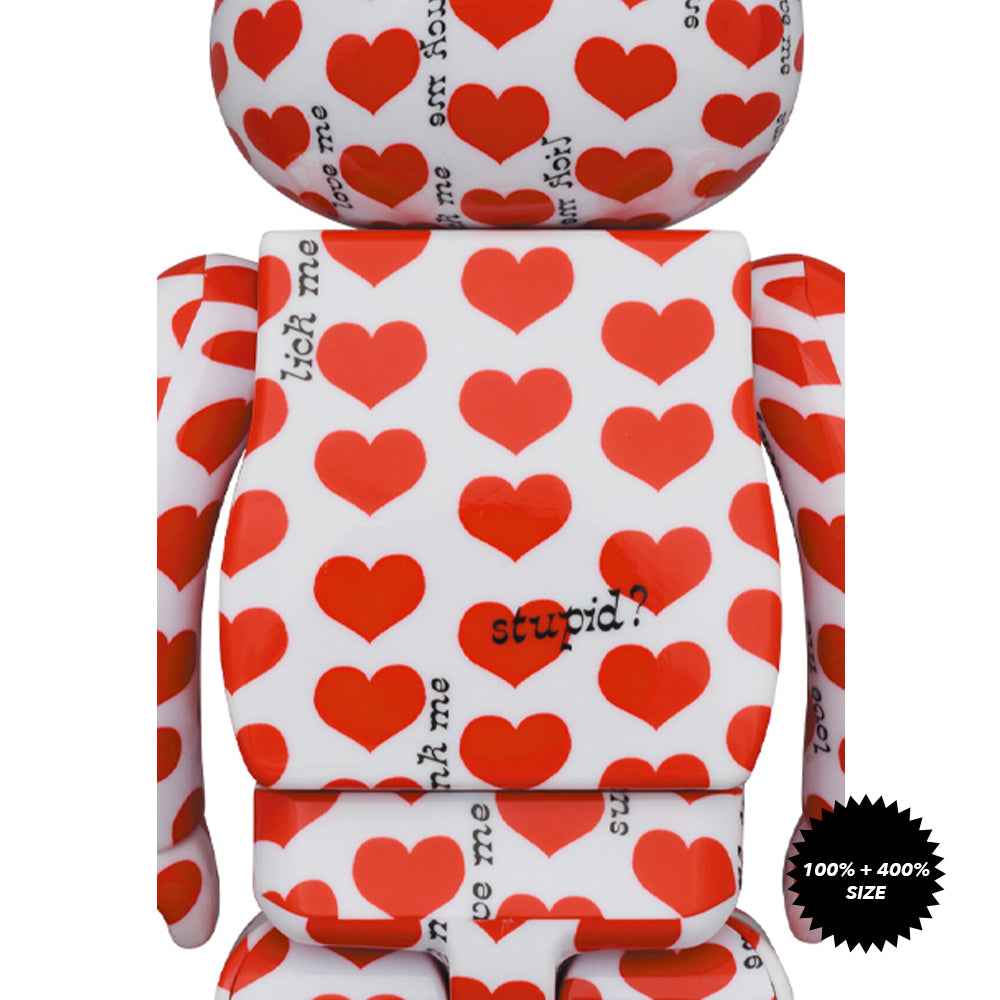 Hide White Heart 100% + 400% Bearbrick Set by Medicom Toy