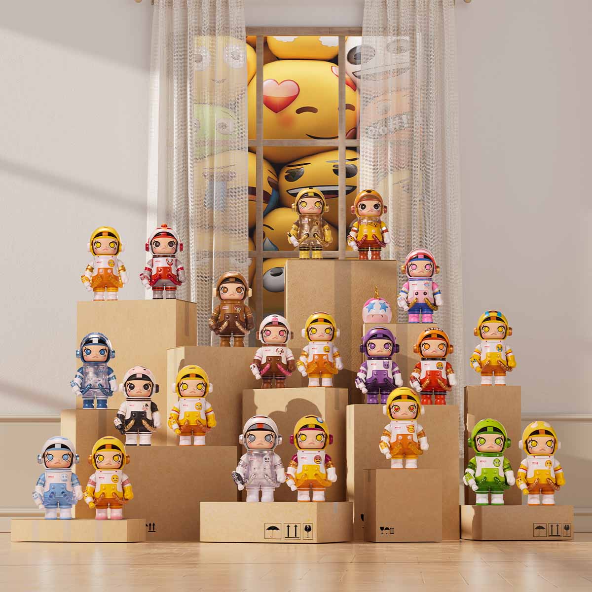 Mega Space Molly 100% × emoji Series by POP MART