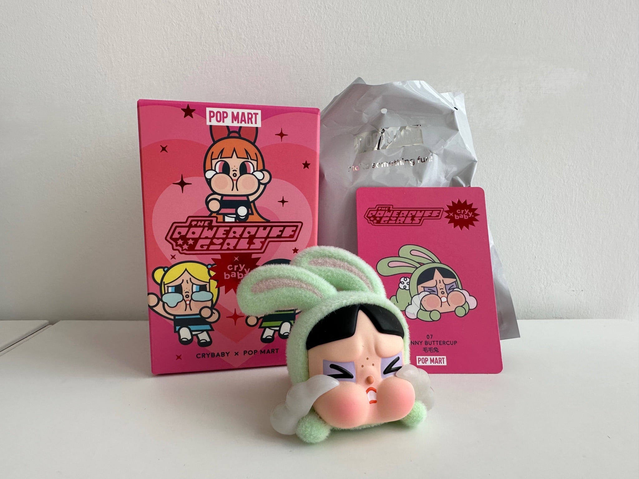 人気 PopMart Crybaby x Powerpuff Bunny Buttercup Opened Case Pop Mart CRYBABY x Powerpuff Girls Series Bunny Buttercup