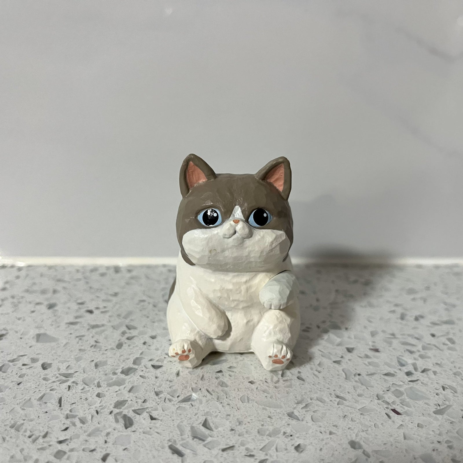 Grey and White Cat  -Jinart Woodcarving Animal Cats - 1