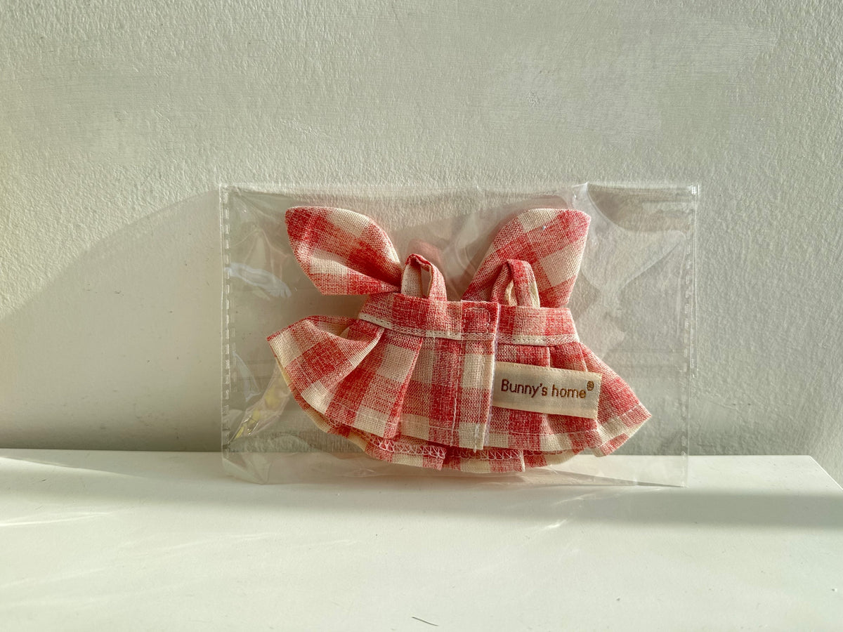 Bowtie Pink Flannel Dress Outfit - Labubu Clothes  - 2