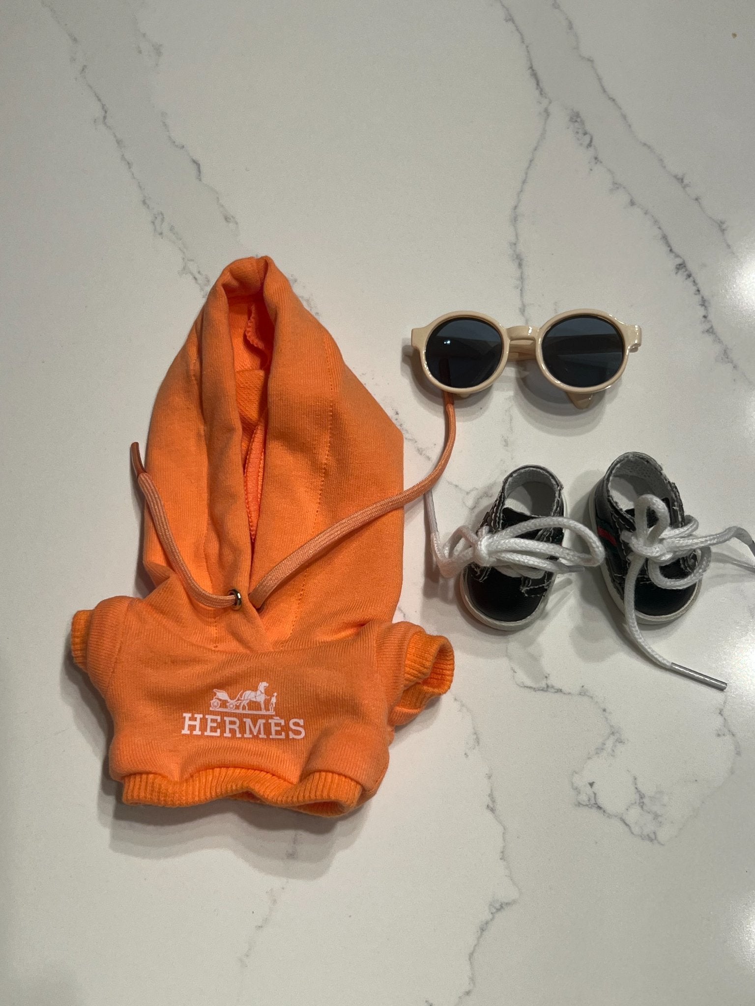 Orange "H" Hoodie Set - Labubu Clothes for Exciting Macaron - 1