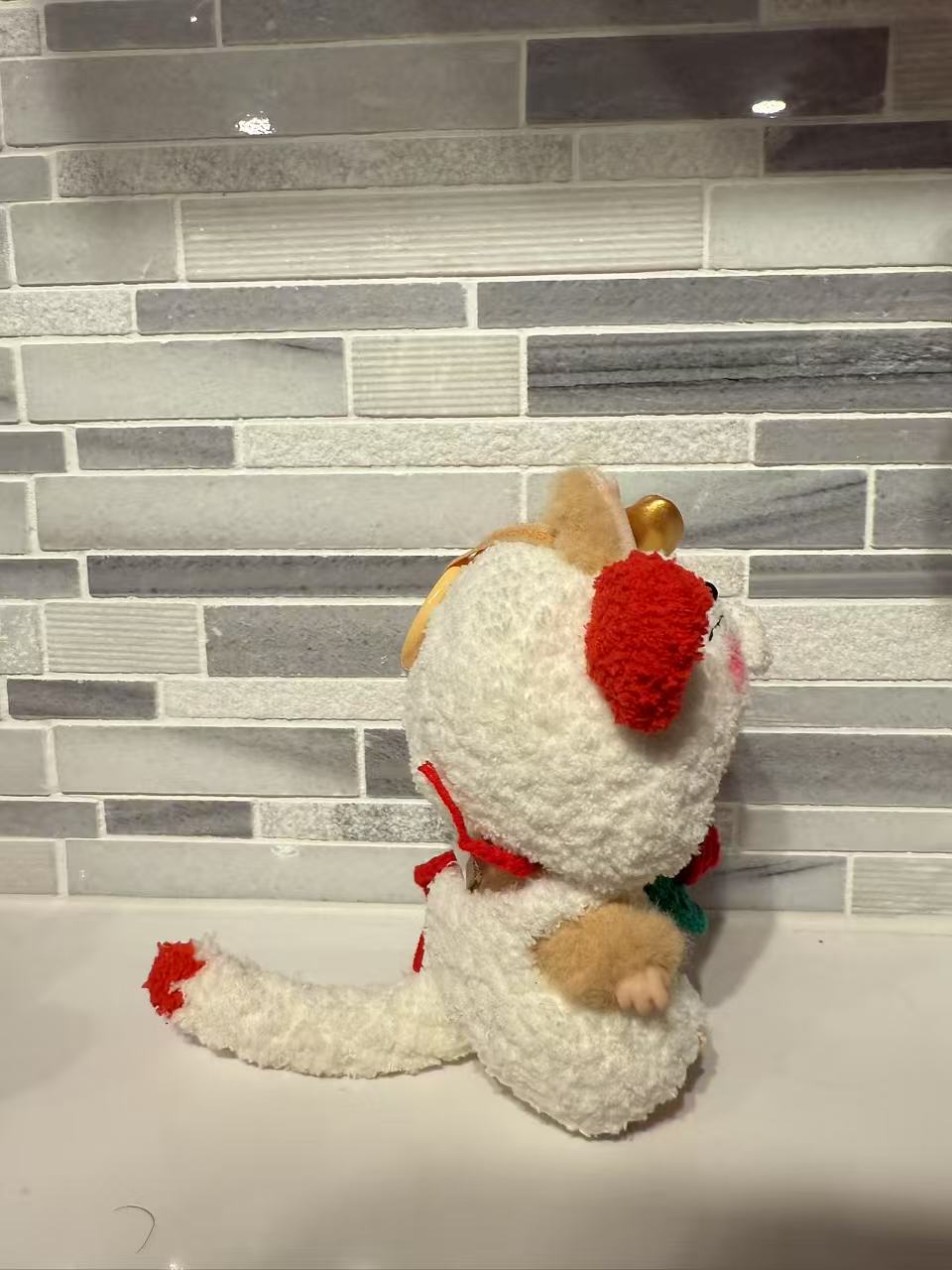 Crochet White Lucky Cat - Labubu Clothes For Have A Seat - 1