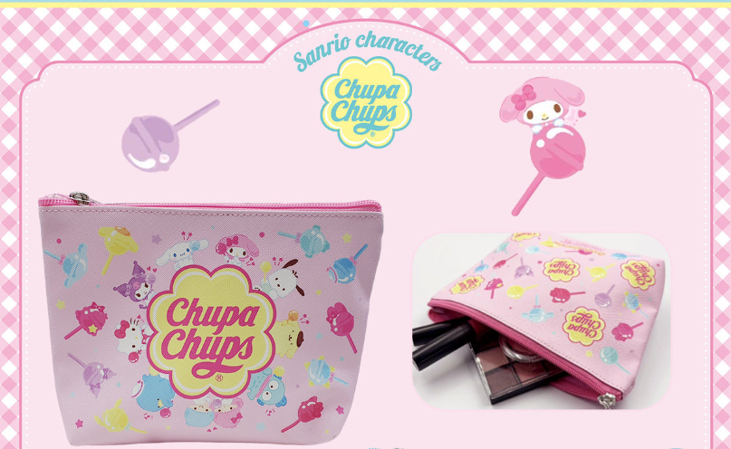 Pink Cosmetic Pouch -  Chupa Chups x Sanrio Characters (Japan Edition)