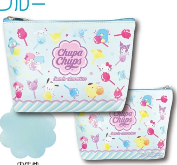 Blue Cosmetic Pouch -  Chupa Chups x Sanrio Characters (Japan Edition)