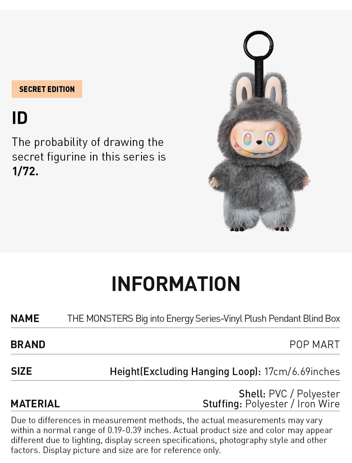 Big into Energy Series - Vinyl Plush Pendant Blind Box THE MONSTERS Labubu by POP MART