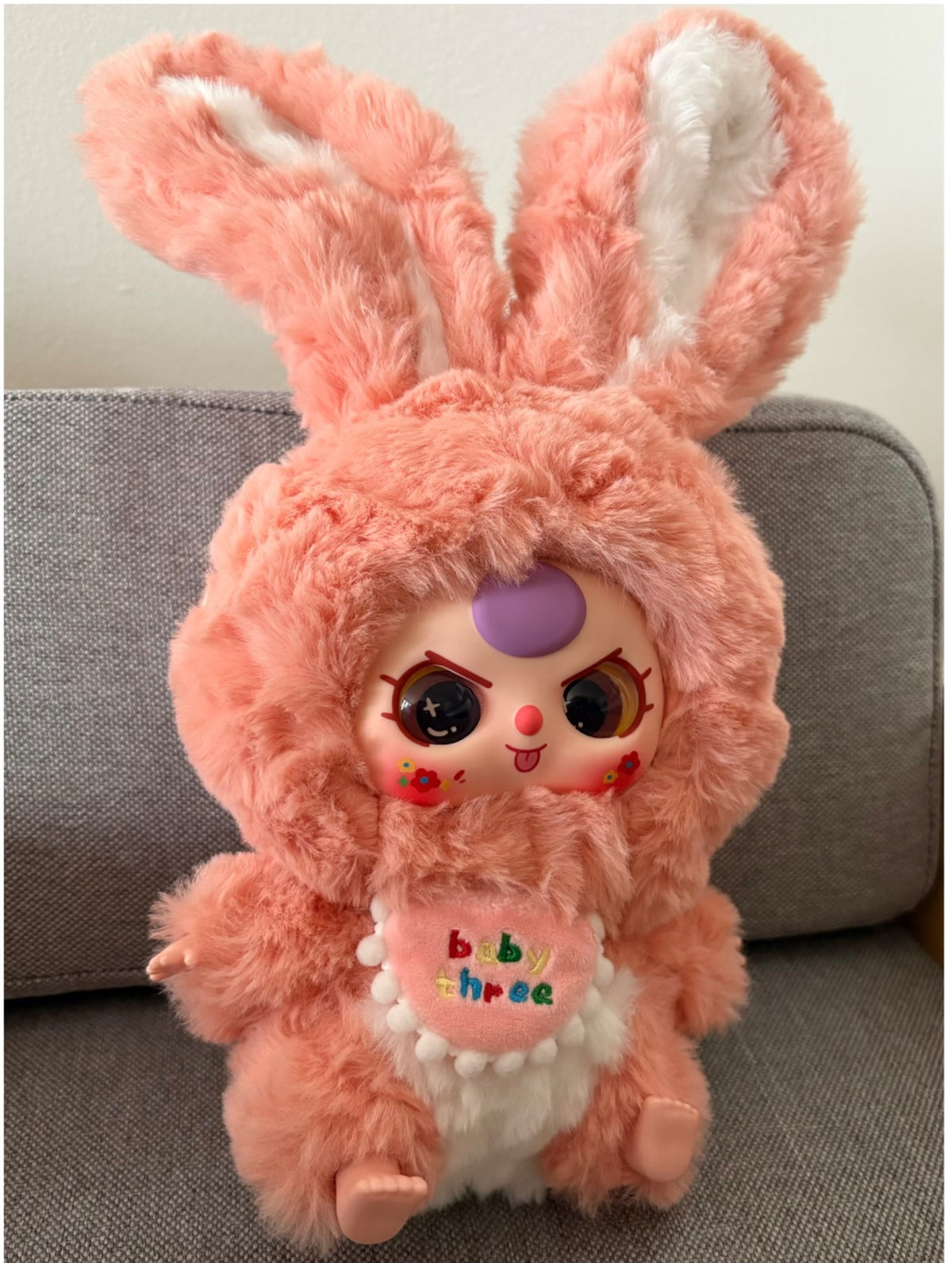Pink Bunny (Angry Eyes)  - Lily Rabbit Town Plush Series - Baby Three