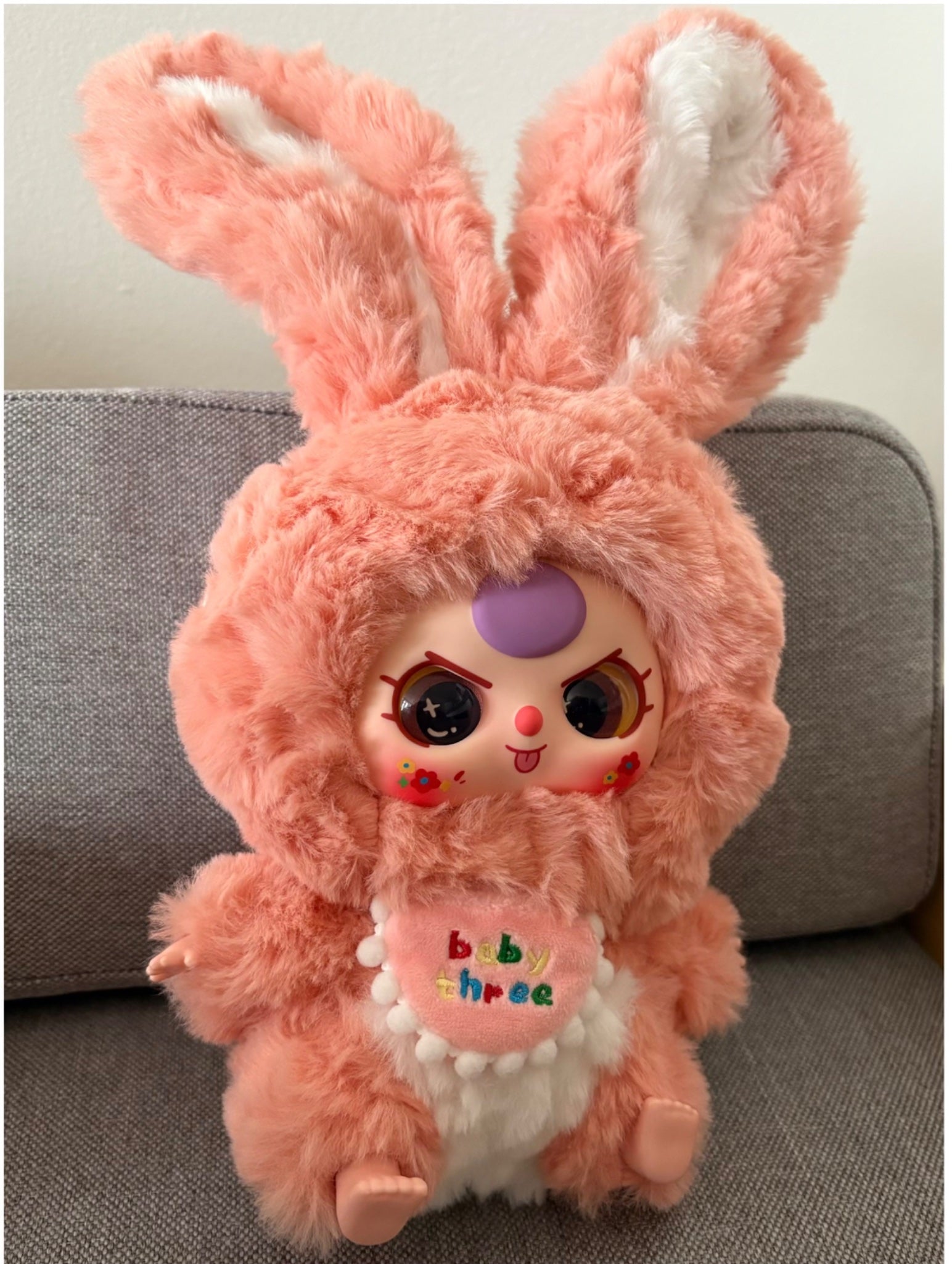 Pink Bunny (Angry Eyes)  - Lily Rabbit Town Plush Series - Baby Three