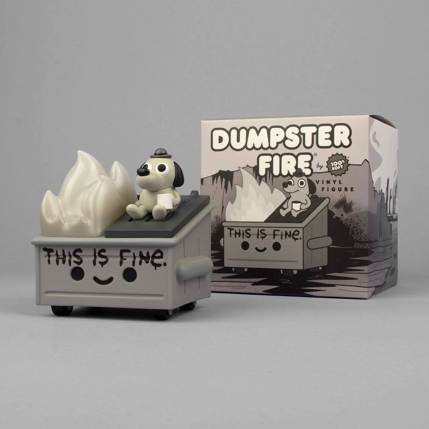 Dumpster Fire "This Is Fine" (Newsprint Edition) Vinyl Figure by 100% Soft