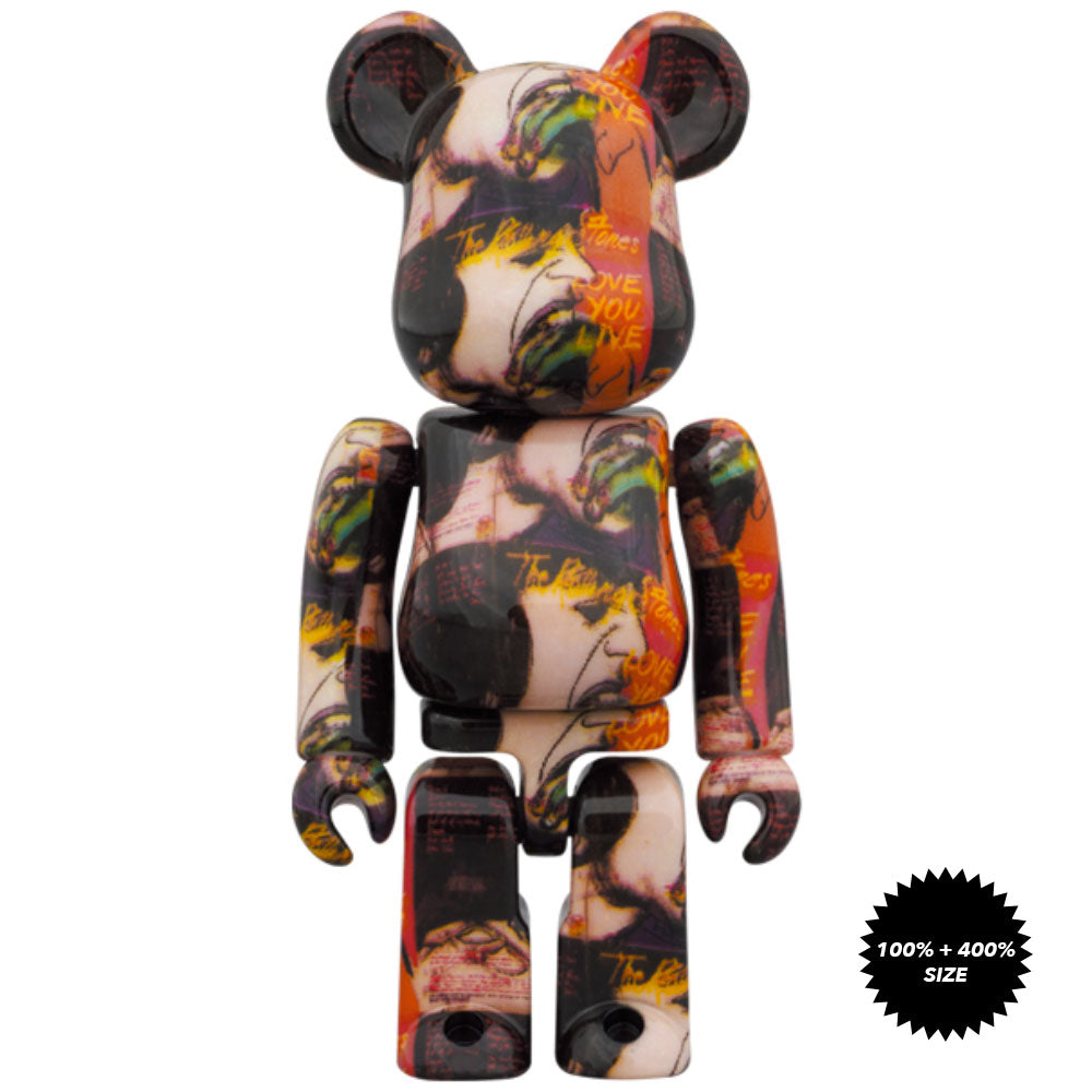 Andy Warhol x The Rolling Stones "Love You Live" 100% + 400% Bearbrick Set by Medicom Toy