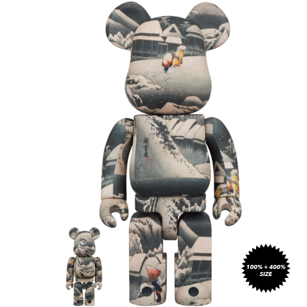 Hiroshige Utagawa &quot;53 Stations of the Tokaido&quot; Kanbara 100% + 400% Bearbrick Set by Medicom Toy