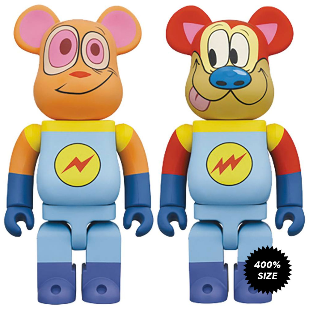 Ren &amp; Stimpy Space Madness 400% Bearbrick 2-Pack by Medicom Toy