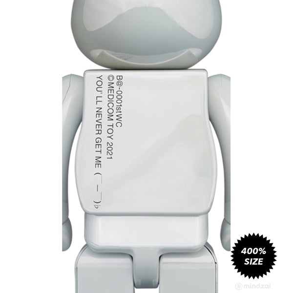 MEDICOM TOY - BE@RBRICK WHITE CHROME Ver. 100％ &amp; 400% Be@rbrick Oasis White Chrome 100% & 400% Collectible Set by
