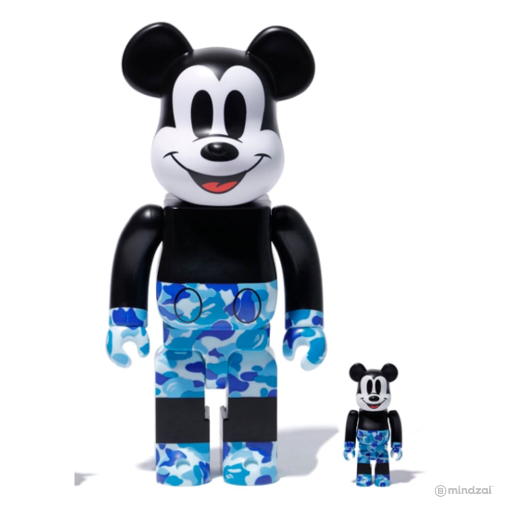 BAPE Mickey Mouse 100% 400% Bearbrick Set - Blue