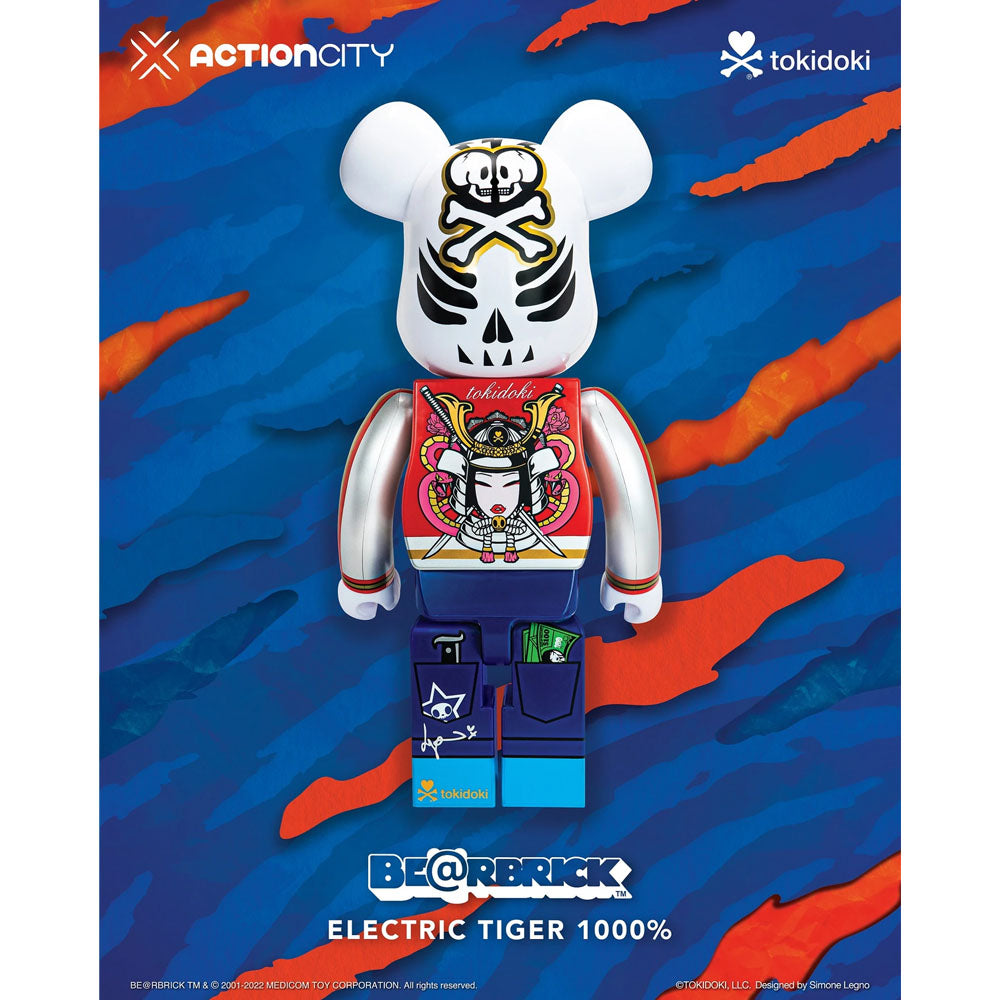 Electric Tiger 1000% Bearbrick by Tokidoki x Medicom Toy x Action City