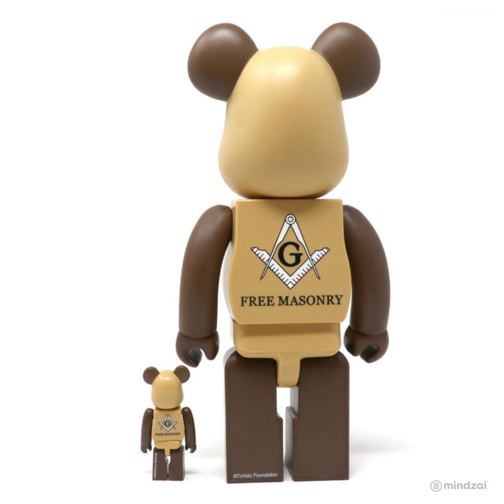 Freemasonry  100% + 400% Bearbrick Set by Medicom Toy (Brown)