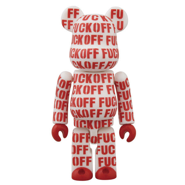 Fuck Off Red/White 100% Bearbrick by Lemon &amp; Soda Joint Works - Mindzai  - 1