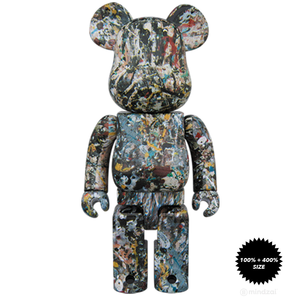 Jackson Pollock Version 2.0 100% and 400% Bearbrick Set by Medicom Toy