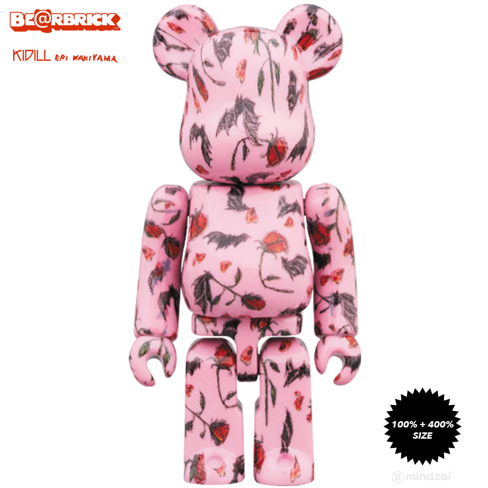 KIDILL × Eri Wakiyama Bat & Rose 100% + 400% Bearbrick Set - Pink Version