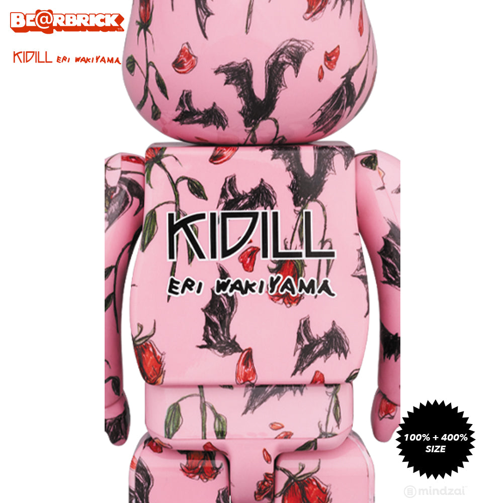 KIDILL × Eri Wakiyama Bat & Rose 100% + 400% Bearbrick Set - Pink Version