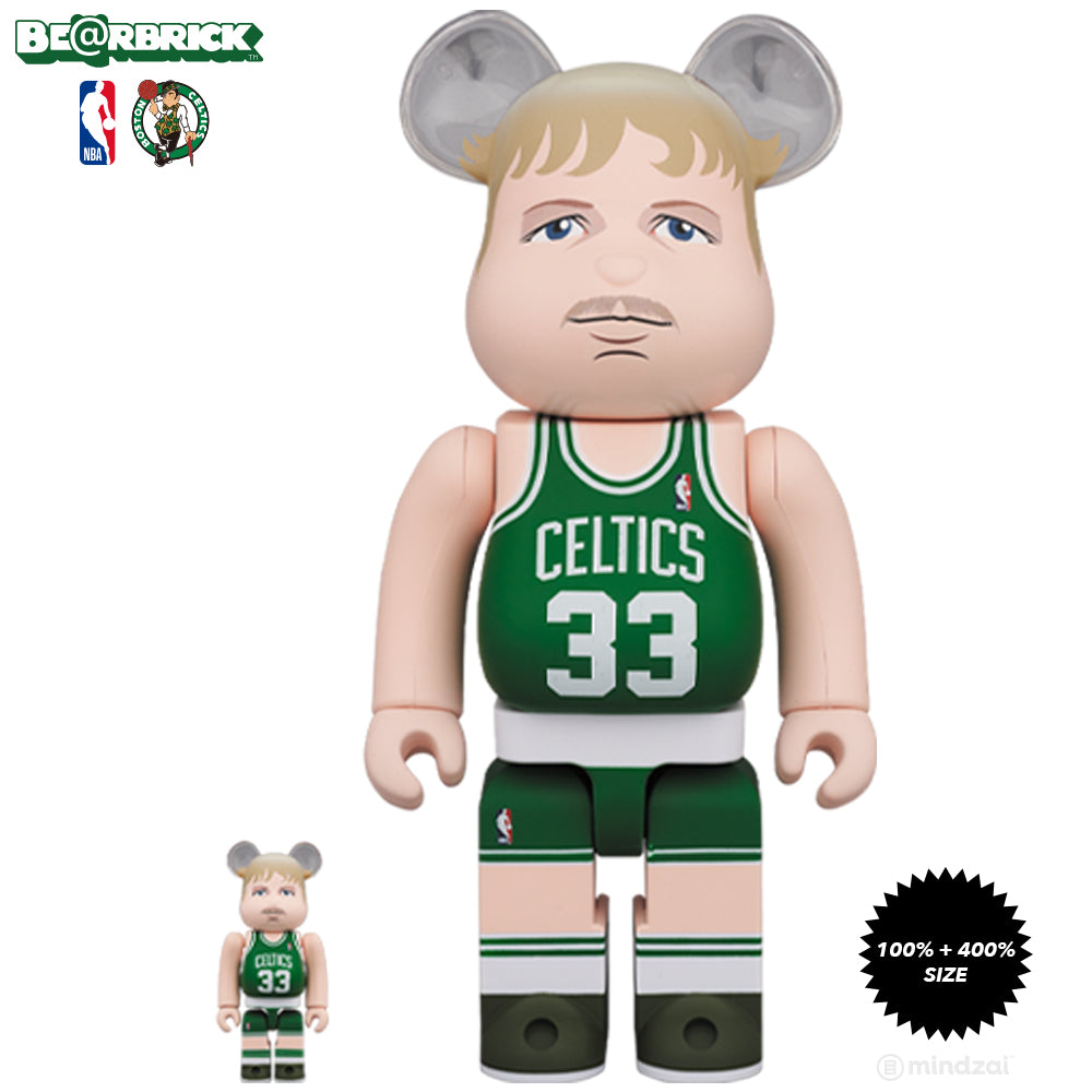 Larry Bird Boston Celtics 100% + 400% Bearbrick Set by Medicom Toy x NBA