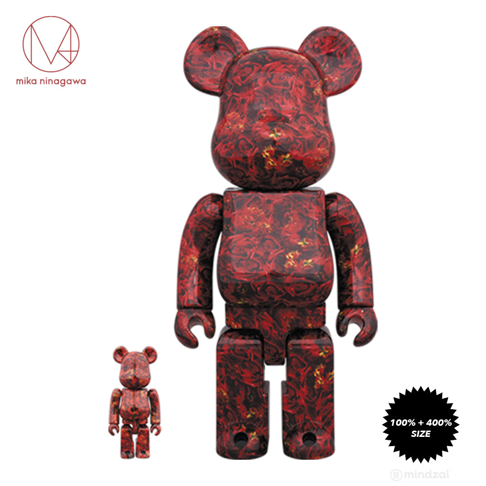 Leather Rose 100% + 400% Bearbrick Set by Mika Ninagawa x Medicom Toy
