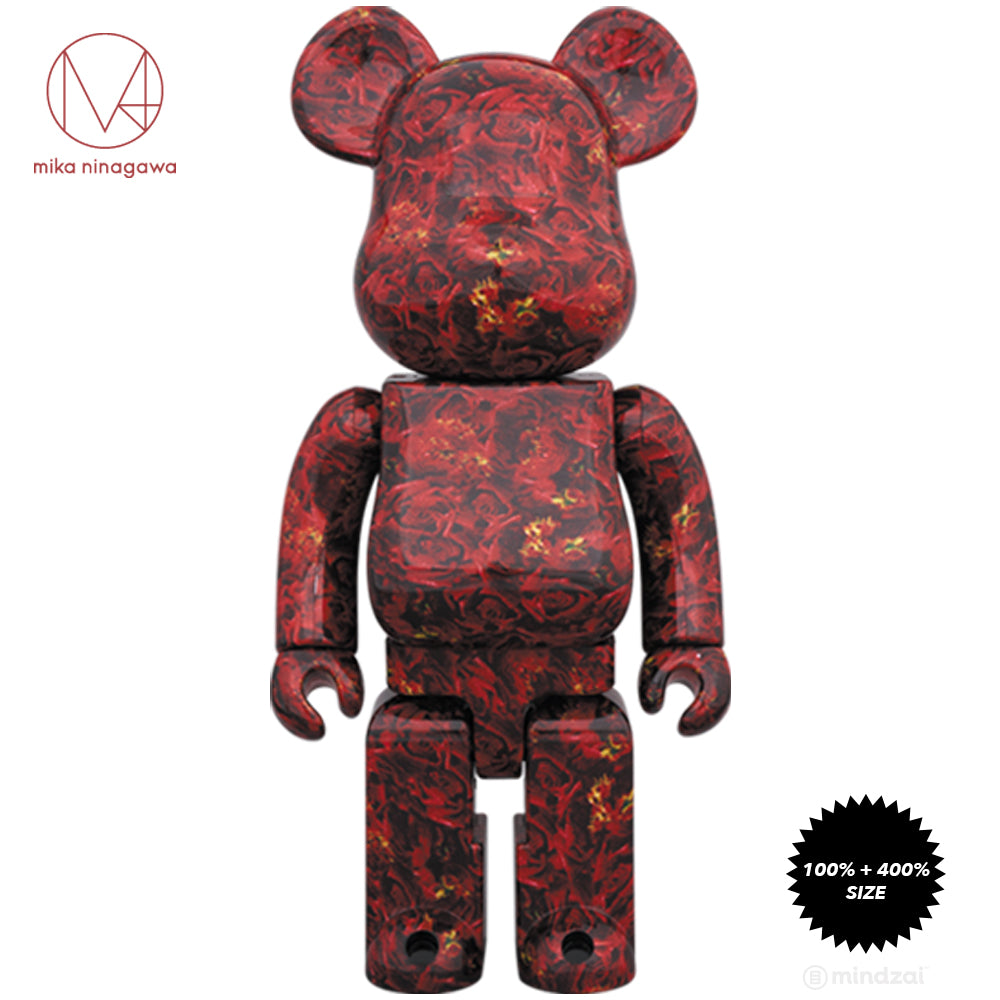 Leather Rose 100% + 400% Bearbrick Set by Mika Ninagawa x Medicom Toy