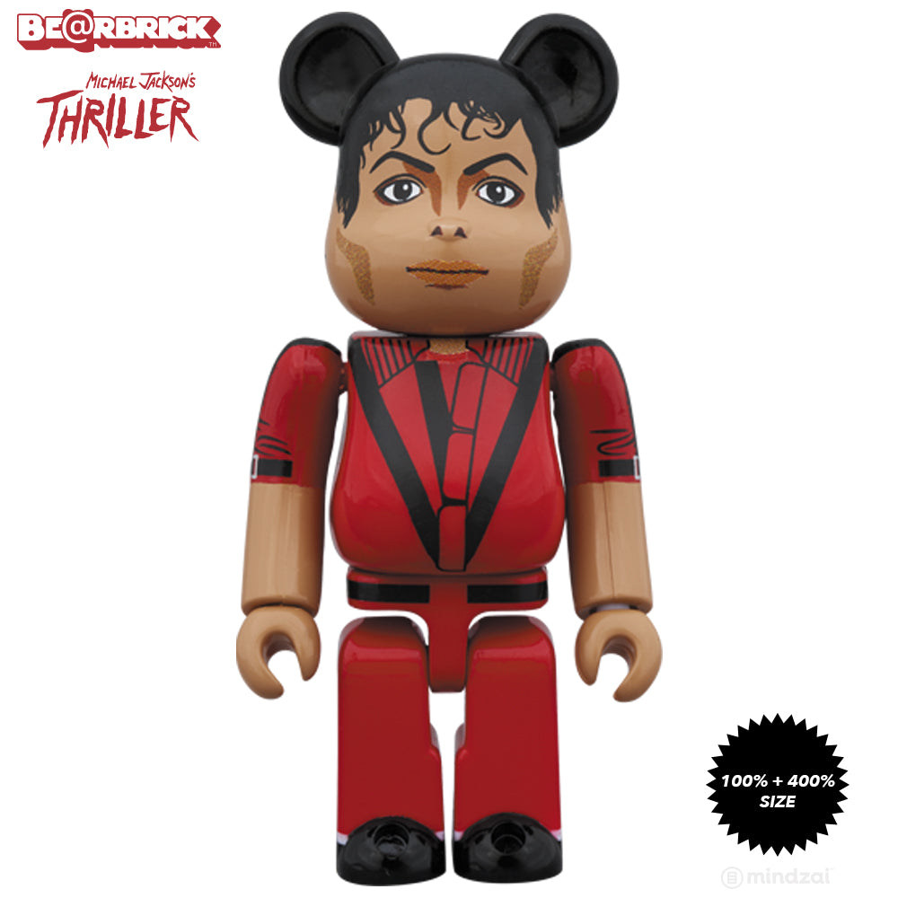 Michael Jackson Thriller Red Jacket 100% + 400% Bearbrick Set by Medicom Toy