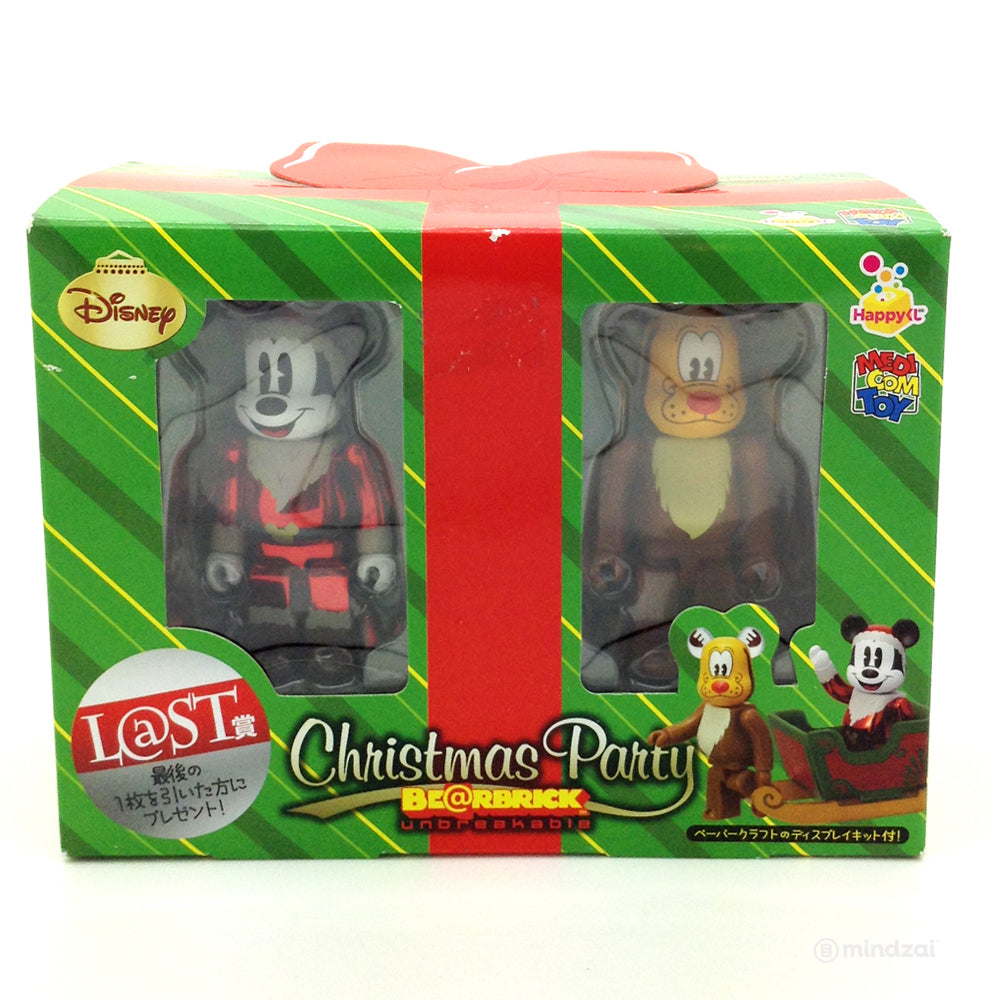 Disney Bearbrick Unbreakable - Christmas Party - Mickey Mouse Santa Metallic Red and Pluto Reindeer - Last Prize