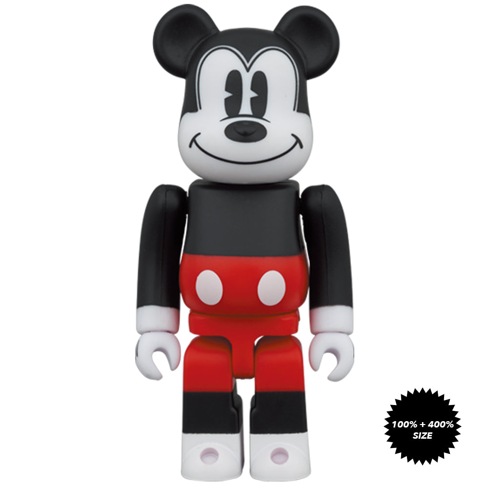 Mickey Mouse (Red and White Ver.) 100% + 400% Bearbrick Set by Medicom Toy