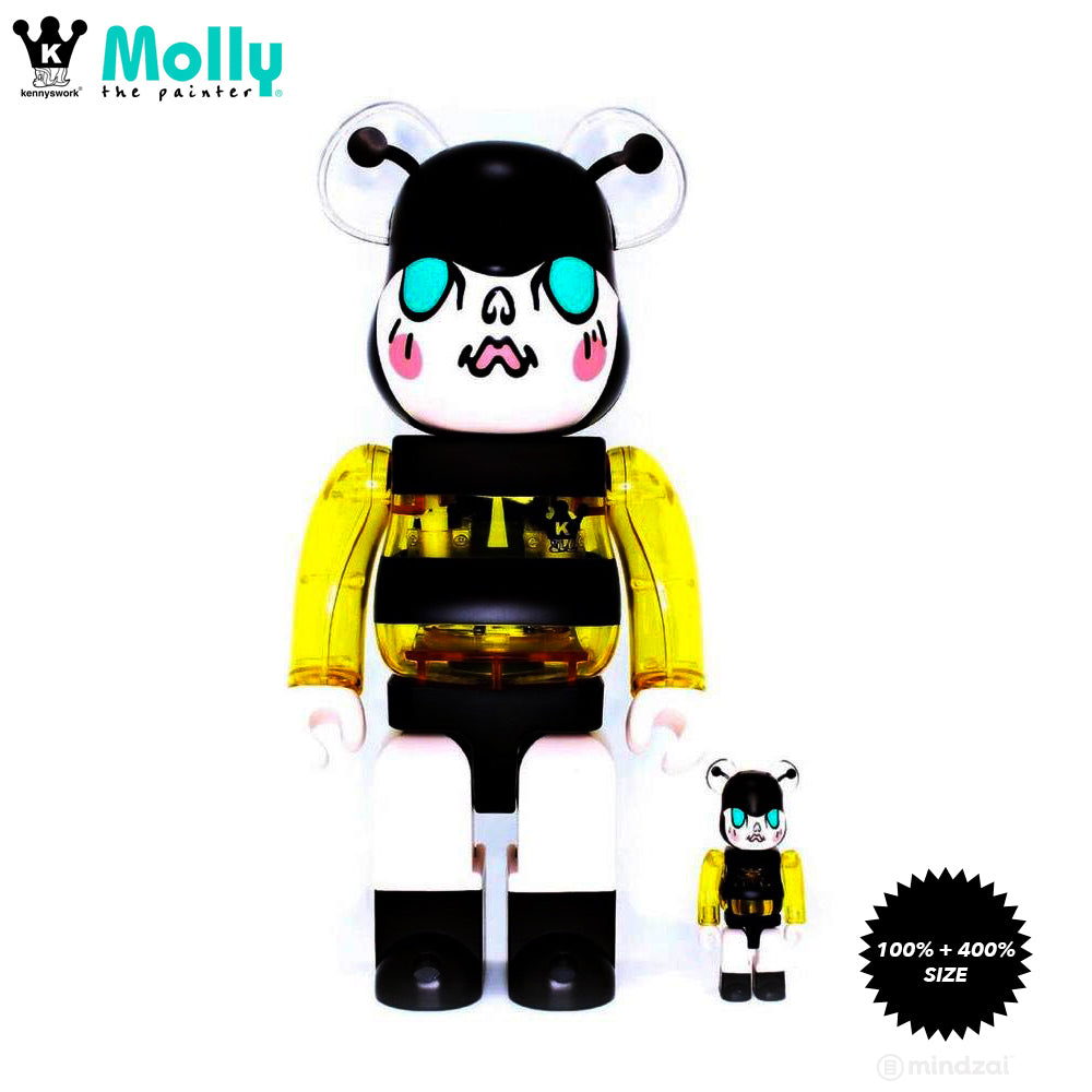 Molly BumbleBee 100% + 400% Bearbrick Set by Kennyswork x CG+ x Medicom Toy