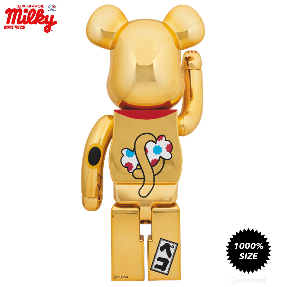 Peko Chan Lucky Cat #2 Chrome Gold 1000% Bearbrick by Fujiya x