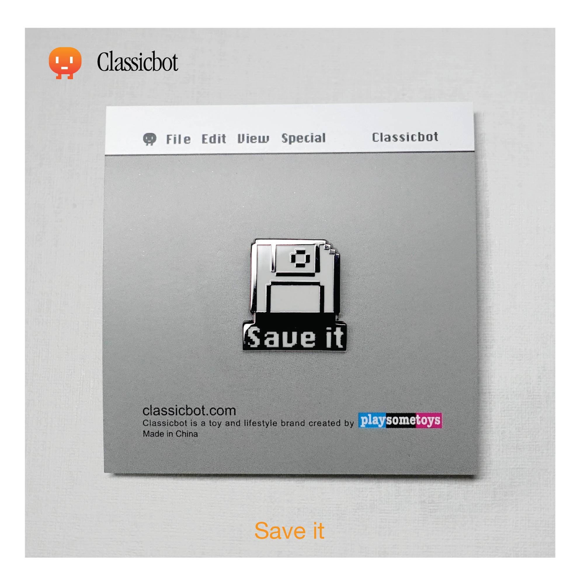 Save it Enamel Pin by Classicbot