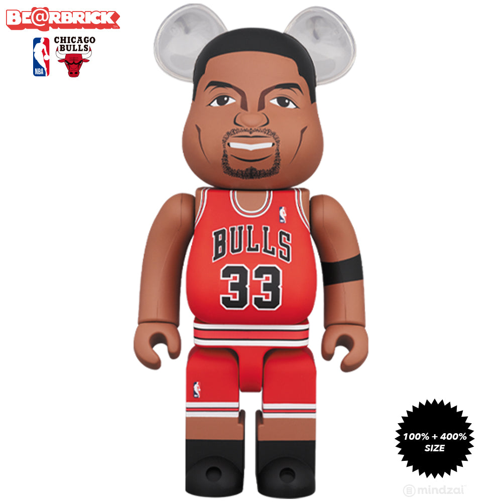 Scottie Pippen Chicago Bulls 100% + 400% Bearbrick Set by Medicom Toy x NBA