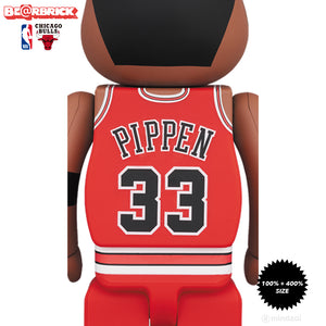 Scottie Pippen Chicago Bulls 100% + 400% Bearbrick Set by Medicom Toy x NBA
