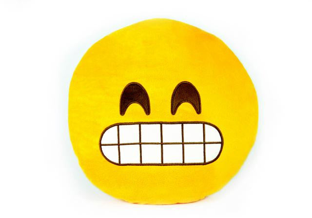 Grin Emoji Plush Pillow by Throwboy - Mindzai  - 1