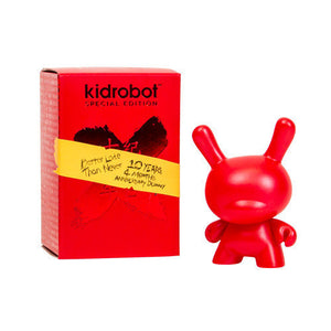 10th Anniversary 3" Dunny - Red - Mindzai  - 1