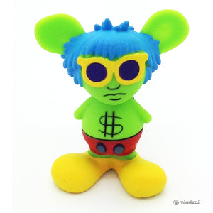 Keith Haring Mini VCD Blind Box Toy by Medicom Toy - Andy Mouse (Green with Blue Hair)