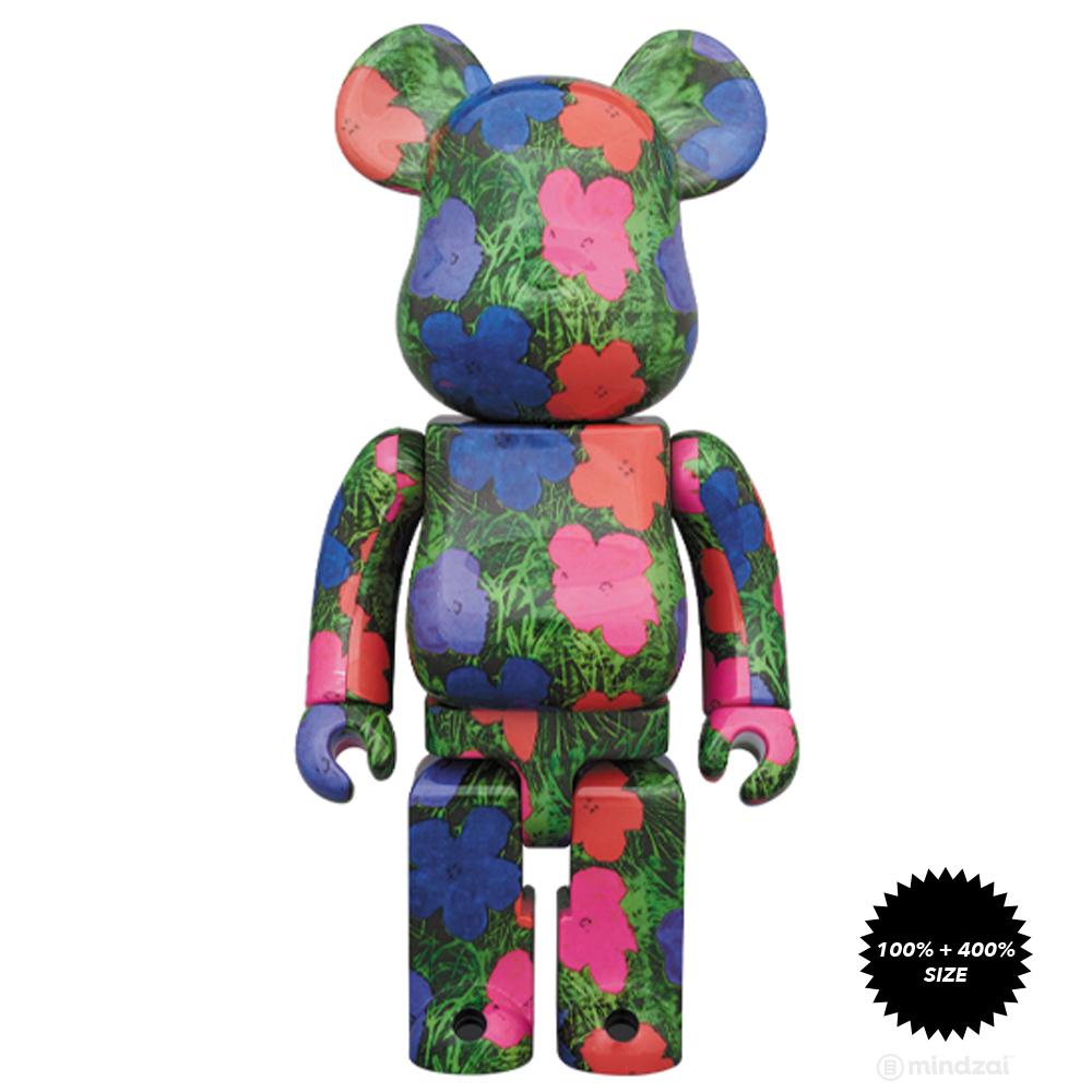 Andy Warhol Flowers 100 400 Bearbrick Set by Medicom Toy Mindzai Toy Shop