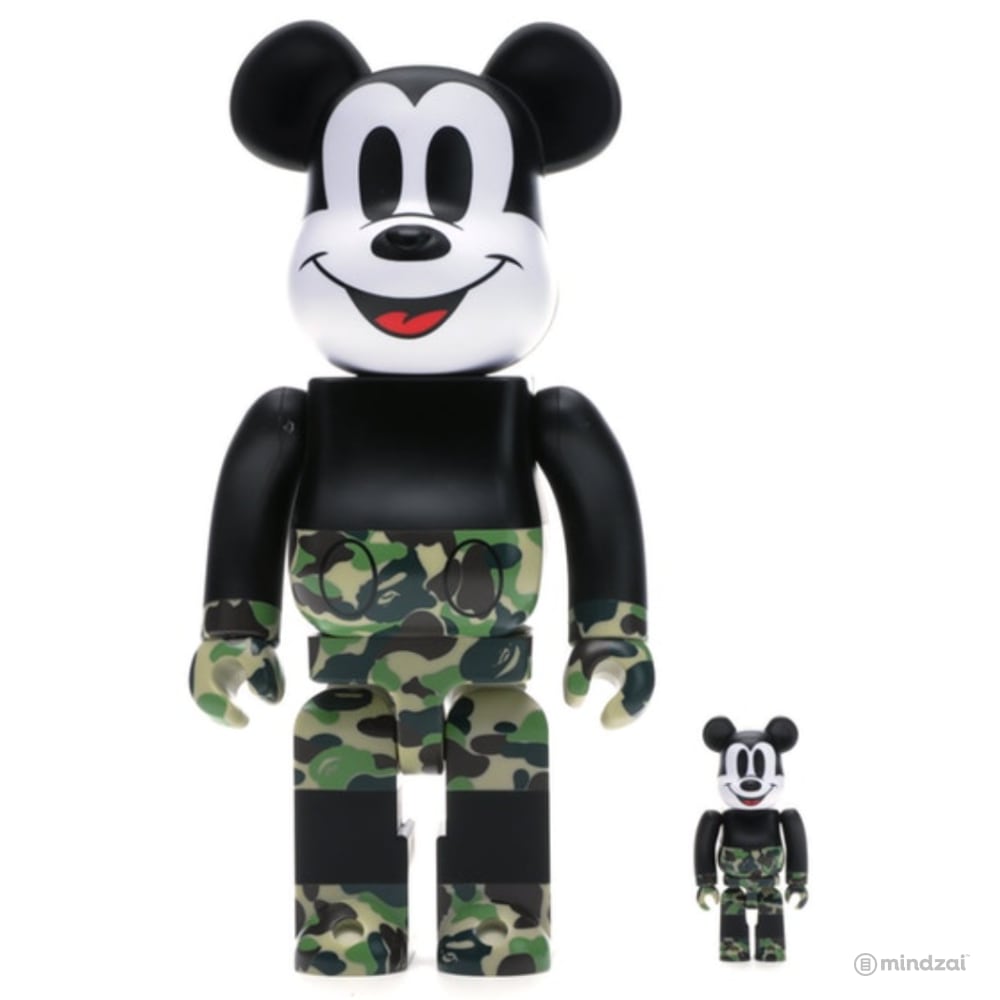 BAPE Mickey Mouse 100% 400% Bearbrick Set - Green