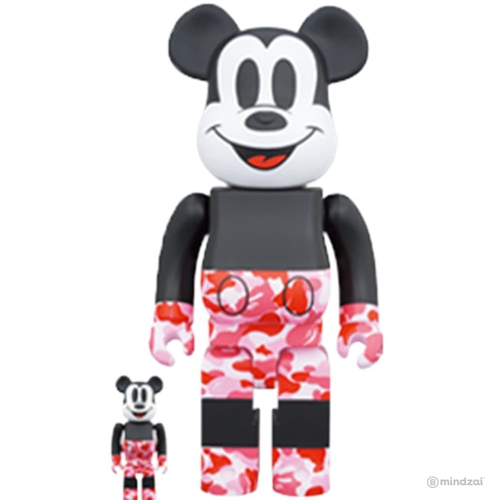 BAPE Mickey Mouse 100% 400% Bearbrick Set - Pink