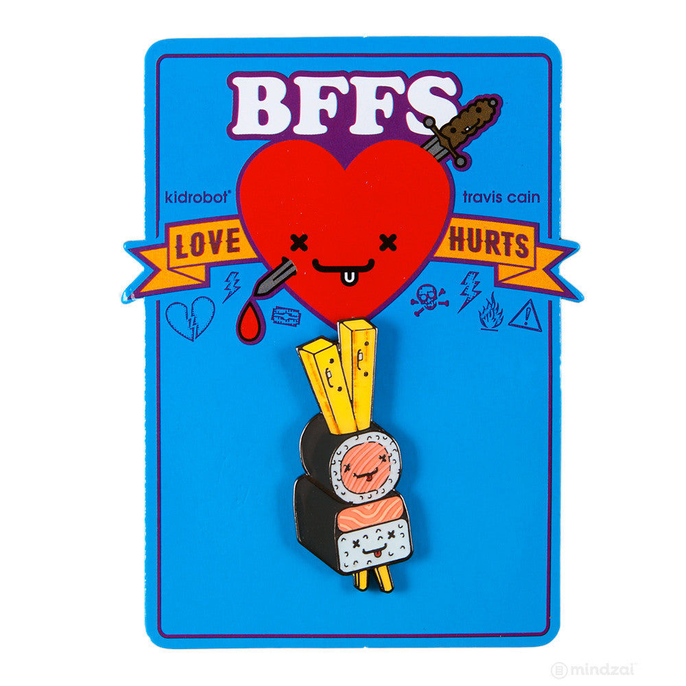 BFFS Slim, Nigri and Maki Sushi Enamel Pin by Kidrobot x Travis Cain - Pre-order - Mindzai  - 1