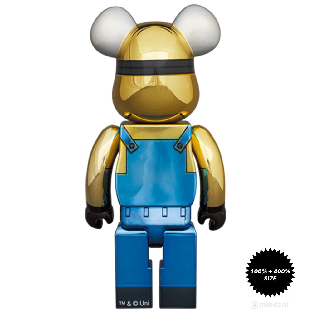 Dave Minion (Chrome Ver.) 100% + 400% Bearbrick Set by Medicom Toy