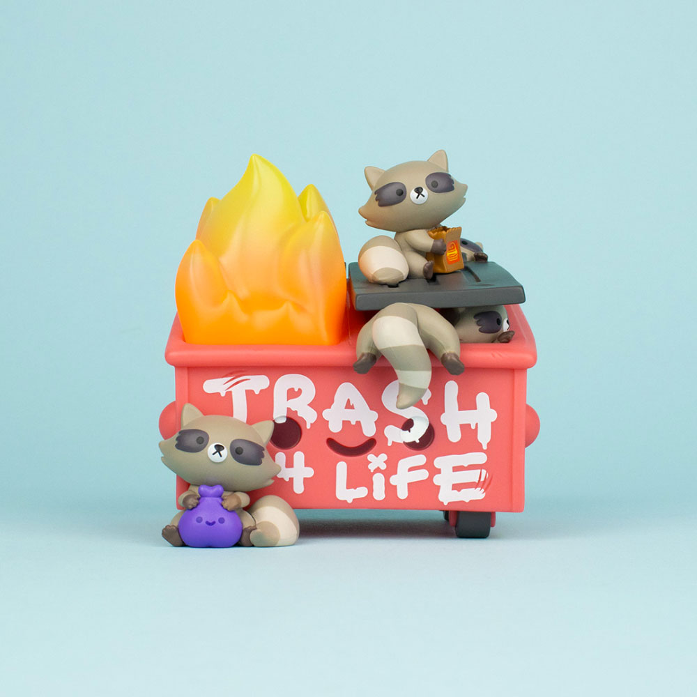 Dumpster Fire Trash Panda Vinyl Figure by 100% Soft