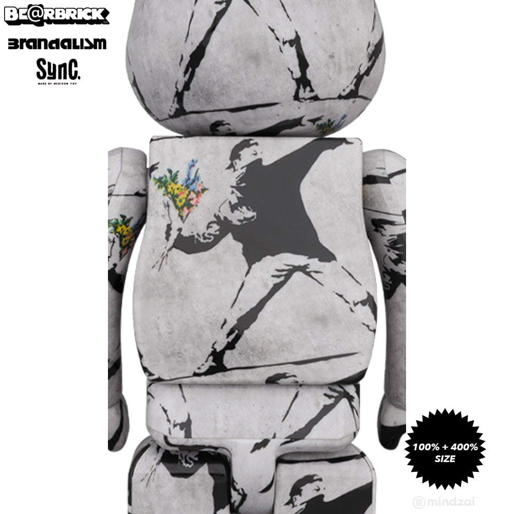 Banksy Flower Bomber 100% + 400% Bearbrick by Medicom Toy x